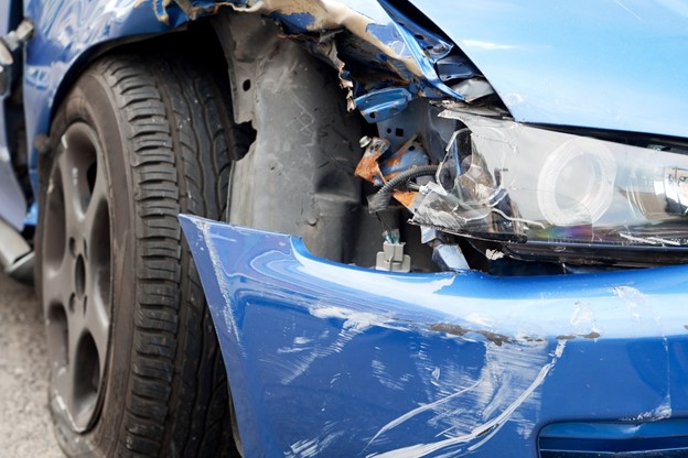 Car with crashed bumber.