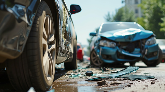 Damaged car following accident